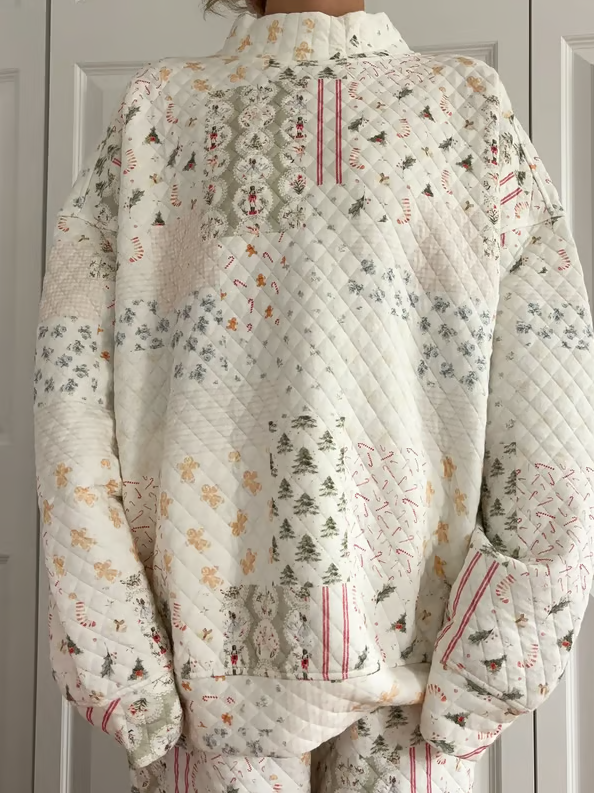 🎅Christmas Bestseller! ❄️🧣Christmas Holiday Quilted Mockneck Sweatshirt Set