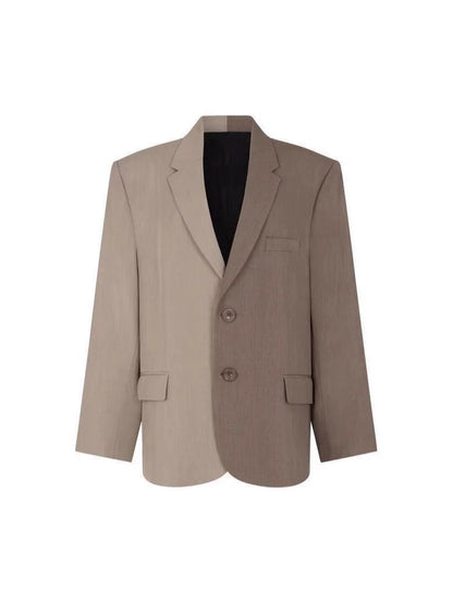 BundleWear™ Split-Color Co-Ord | Two-Tone Notched Blazer & Pleated Wide-Leg Trousers Set