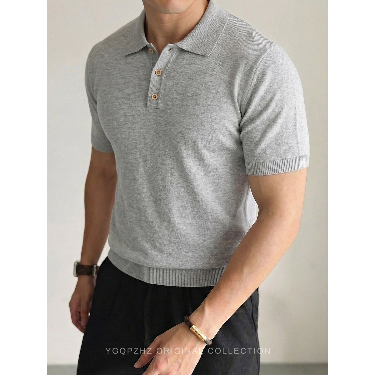BundleWear™ Silk-Wool Polo | Fine-Ribbed Luxury Knit Short-Sleeve Top