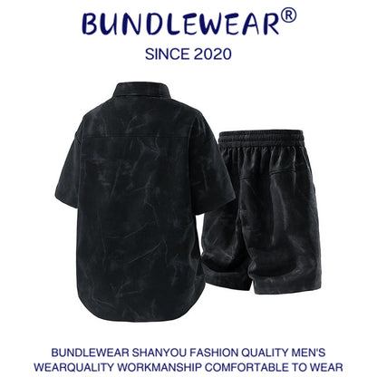 Men's summer tie-dye ice-feel two-piece suit