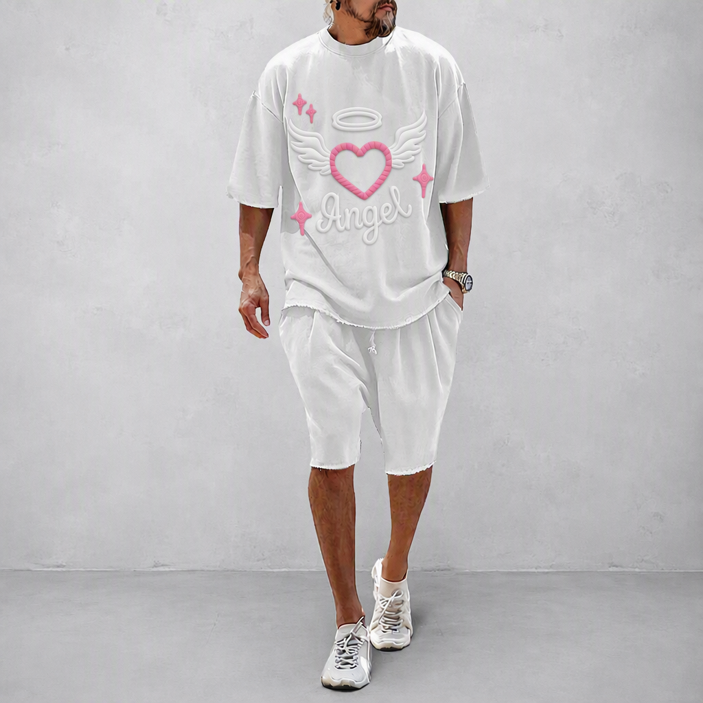 Couple 100% Cotton Casual Loose Fit Sports Set - Breathable Moisture-Wicking 2-Piece Tracksuit