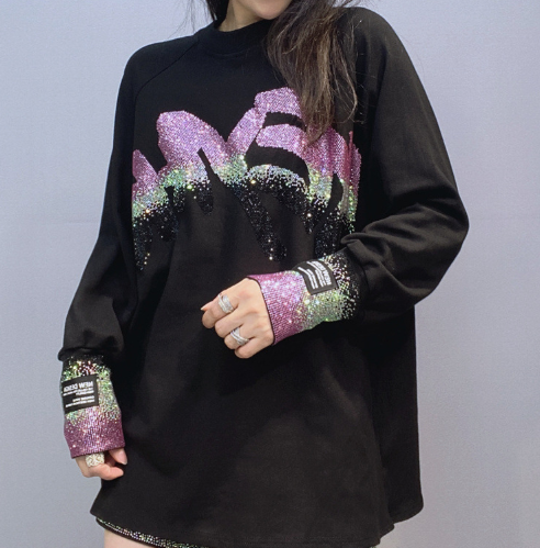 Ladies' Round Neck Rhinestone Casual Top - MATCHING MASTER