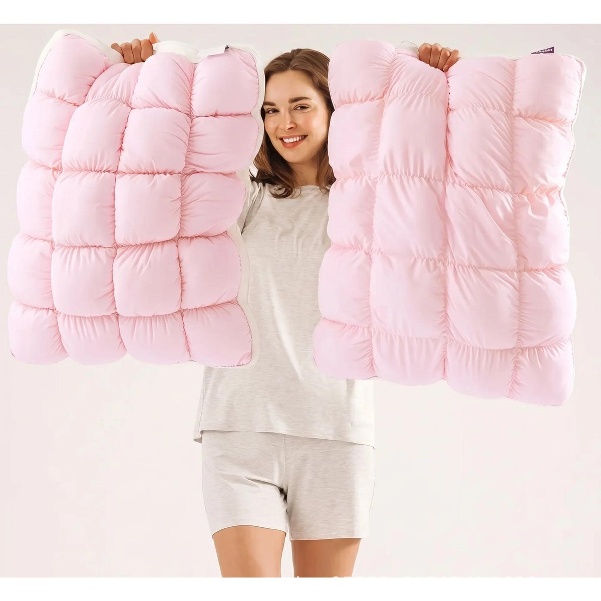 Puff Pillow 1-Pack - Cloud-Like Quilted Sleep Cushion with Supportive Comfort for Side, Back & Stomach Sleepers