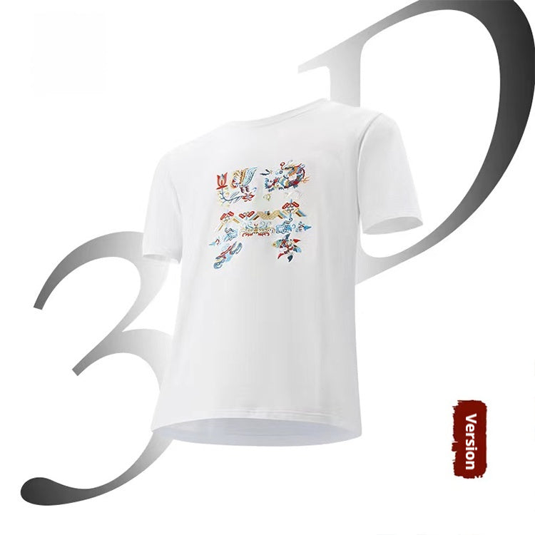 Hand-embroidered short-sleeved T-shirt