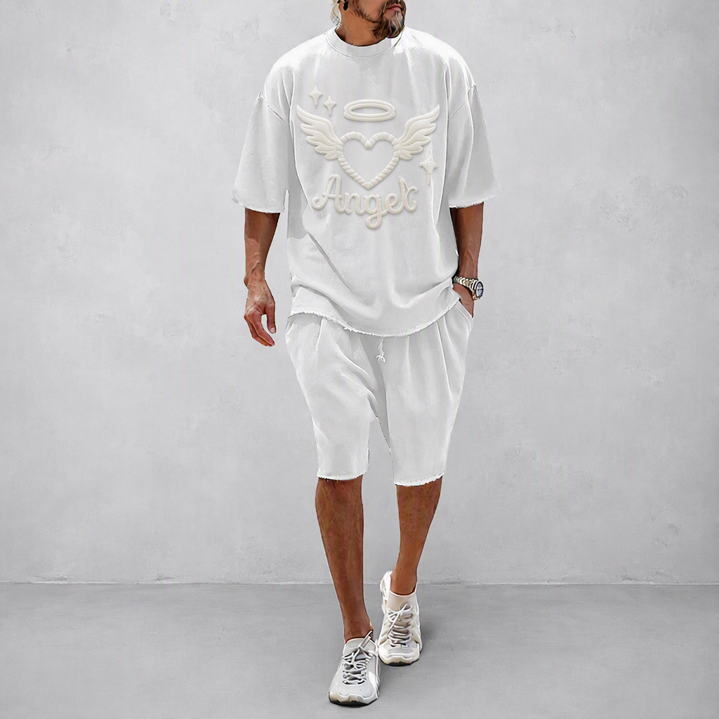 Couple 100% Cotton Casual Loose Fit Sports Set - Breathable Moisture-Wicking 2-Piece Tracksuit