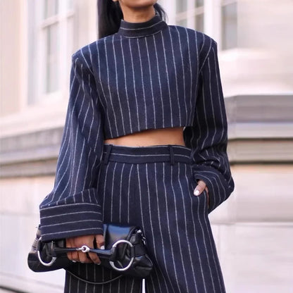 STRICTLY BUSINESS PINSTRIPE BLOUSE - MATCHING MASTER