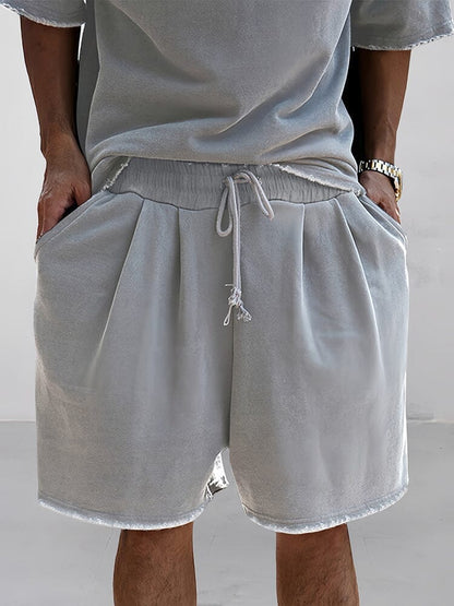 Men's 100% Cotton Casual Loose Fit Sports Set - Breathable Moisture-Wicking 2-Piece Tracksuit