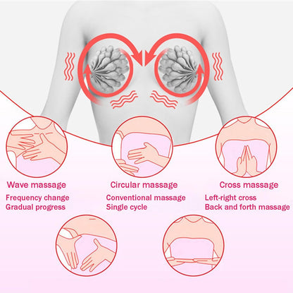 Heated Breast Massager Bra, Wireless Electric Bust Massager, Heating & Vibrating Bust Enhancement with 3 Levels