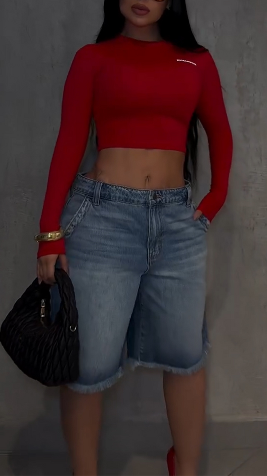Ladies Round Neck Slim Fit Top+ Wash Pants Casual Set