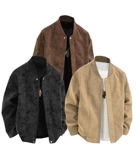 [Branded stock clearance] Autumn and winter cotton retro leather flight jacket for men
