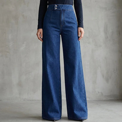 Ladies' high-waisted wide-leg jeans - MATCHING MASTER
