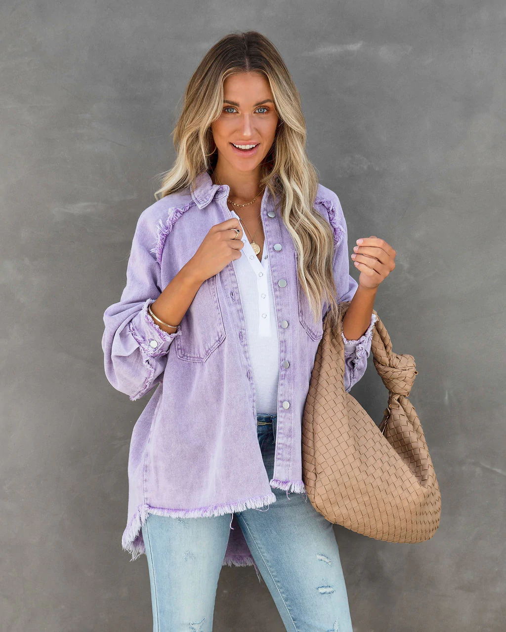 Raw-edge patchwork pocket denim shirt - MATCHING MASTER