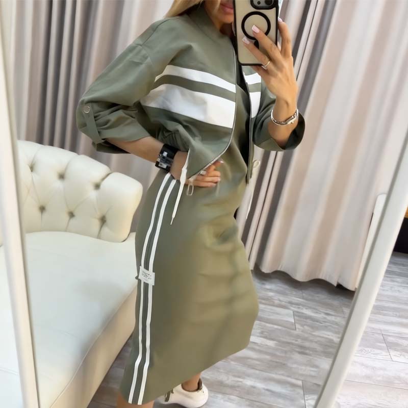 ❄️LAST DAY PROMOTION - 69%OFF 💖 Ladies' Stand Collar Jacket & Dress Set