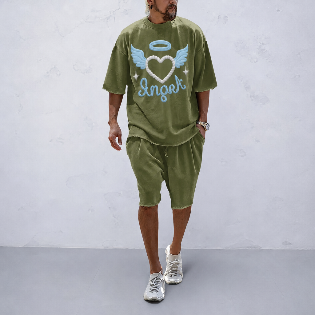 Couple 100% Cotton Casual Loose Fit Sports Set - Breathable Moisture-Wicking 2-Piece Tracksuit