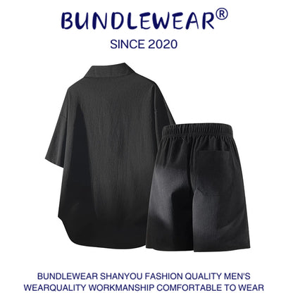 Bamboo embroidery men's loose suit