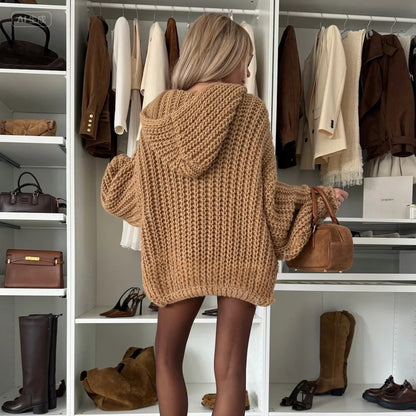 Ladies' Knitted Hooded Jacket - MATCHING MASTER