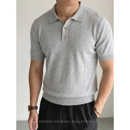 BundleWear™ Silk-Wool Polo | Fine-Ribbed Luxury Knit Short-Sleeve Top
