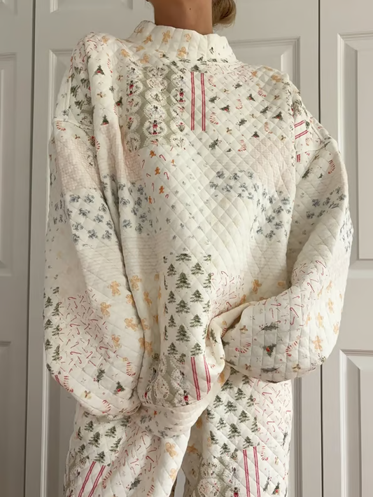 🎅Christmas Bestseller! ❄️🧣Christmas Holiday Quilted Mockneck Sweatshirt Set