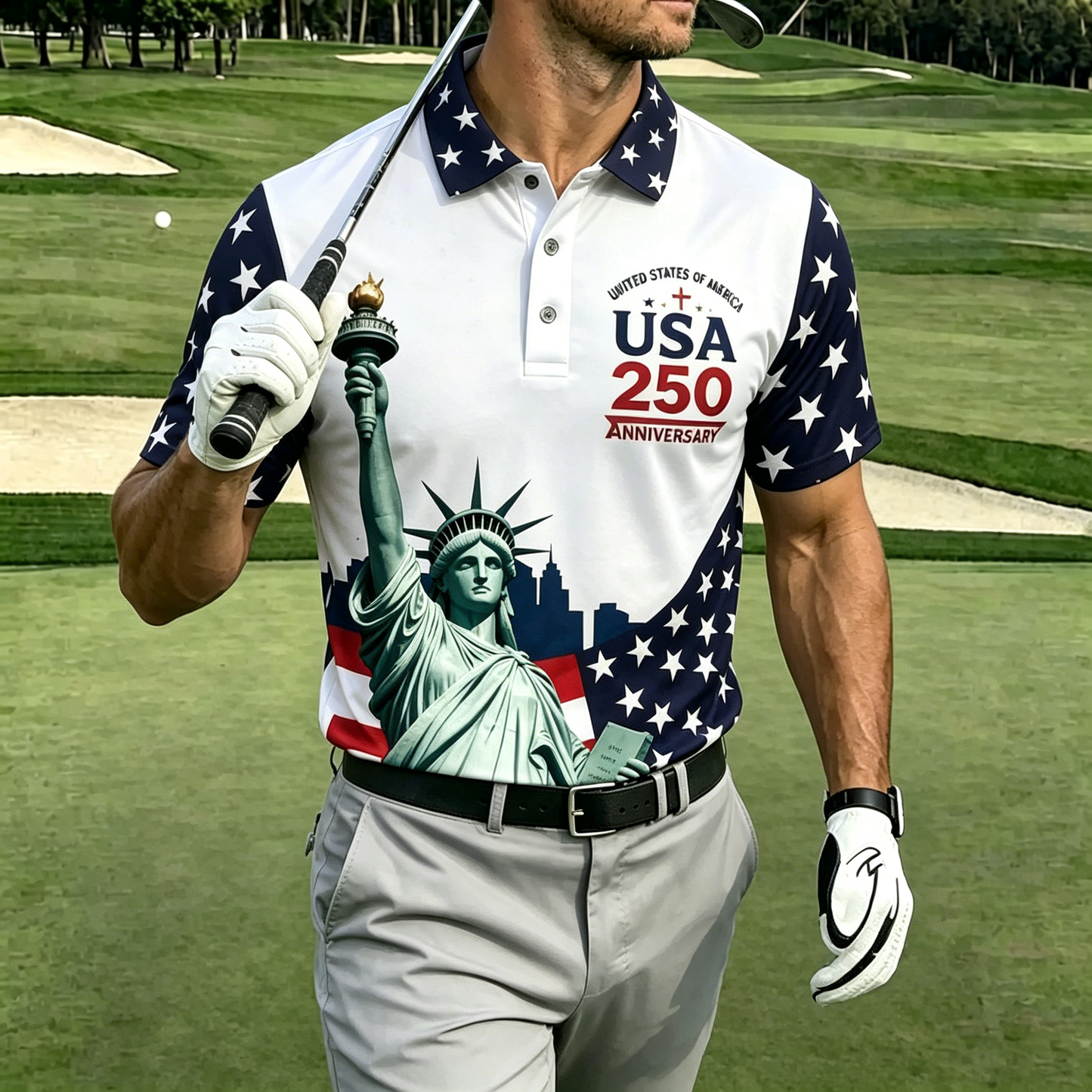 USA 250th Men's short-sleeved polo shirt ZM7025 - BundleWear