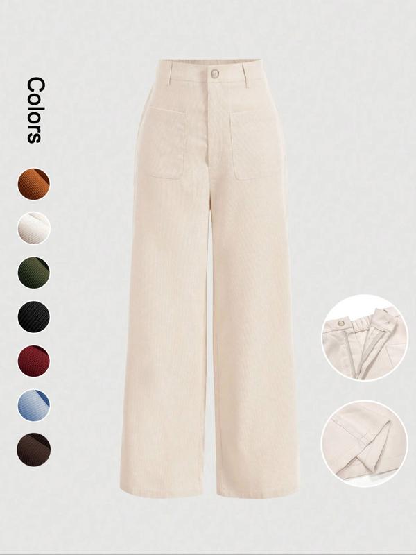 Women's solid color casual high-waisted straight leg pants - MATCHING MASTER