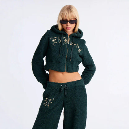 Sherpa Zip Hoodie Sherpa Wide Leg Sweatpants Set