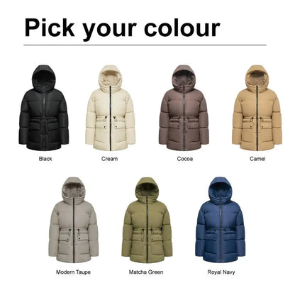 Ladies' Mid Length Puffer Jacket Hood