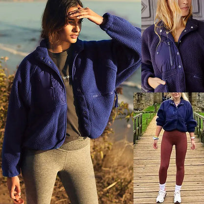 Ladies' Cropped Sherpa Lined Fleece Jacket