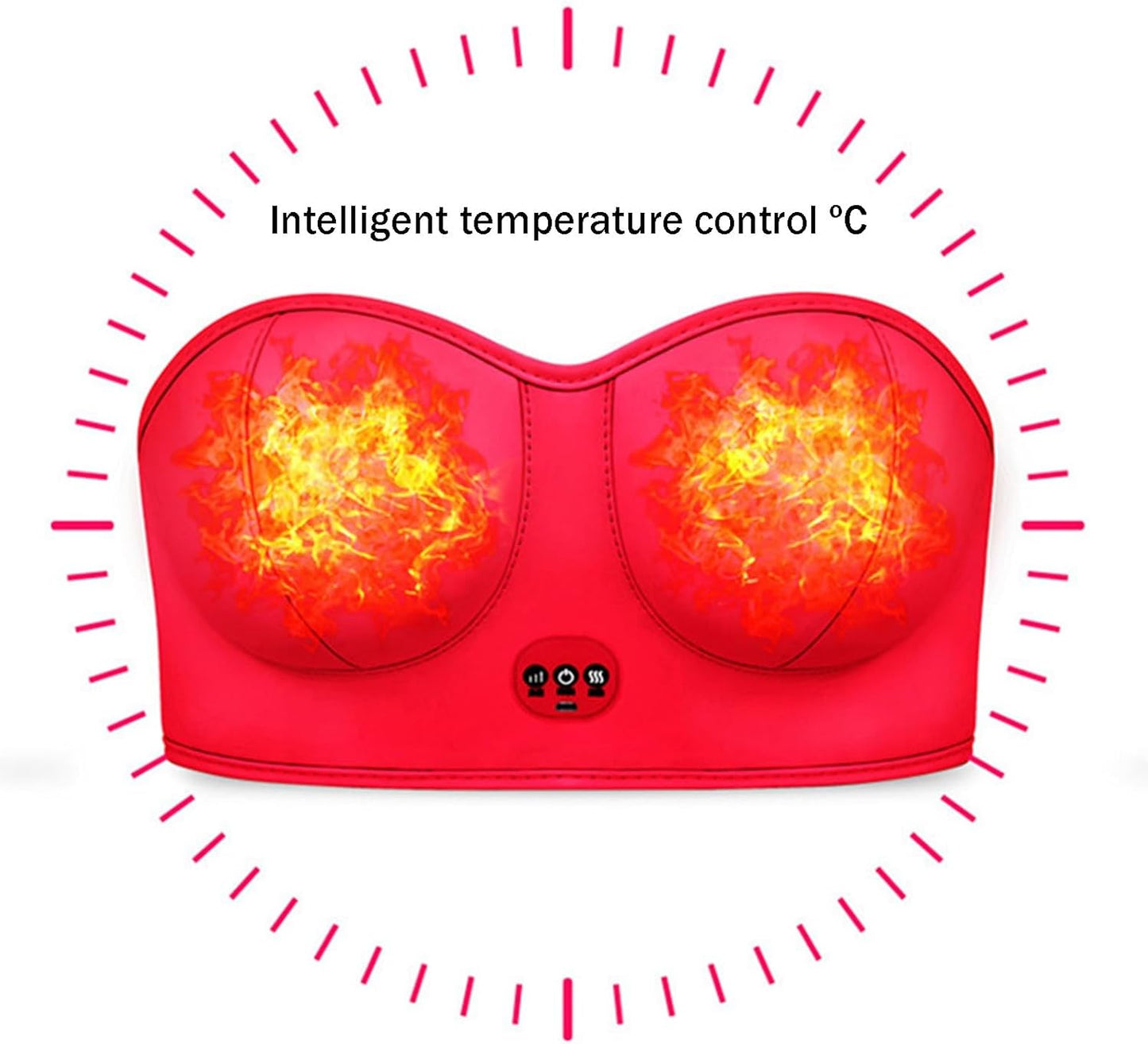 Heated Breast Massager Bra, Wireless Electric Bust Massager, Heating & Vibrating Bust Enhancement with 3 Levels