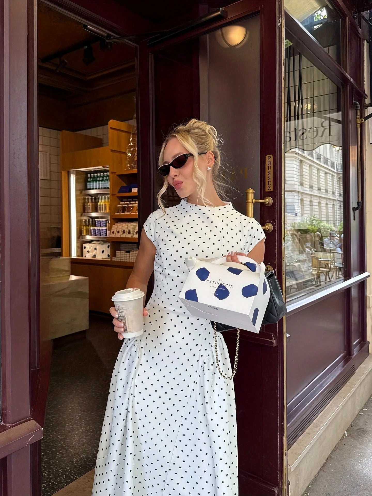 Elegant Spring Fashion: Polka Dot Dress - MATCHING MASTER