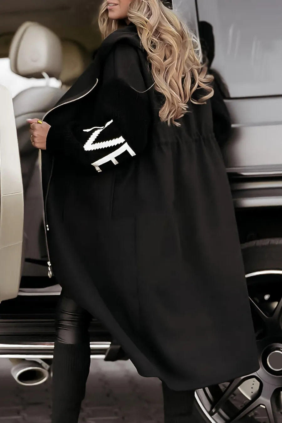 Ladies' Hooded Long Sleeve Knitted Sleeves Patchwork Casual Jacket - MATCHING MASTER