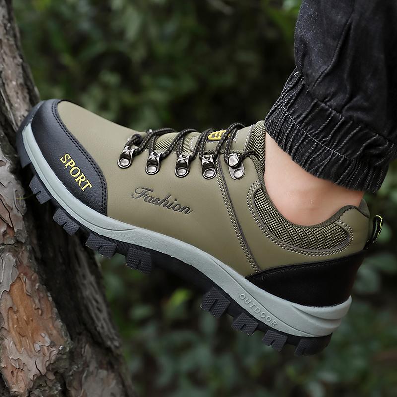 Men's Hiking Shoes Leather Outdoor Shoes Wear-resistant Men Trekking Walking Hunting Sneakers
