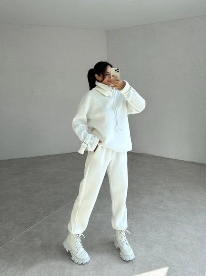 Ladies' 100% Cotton Tracksuit (Hoodie + Pants)