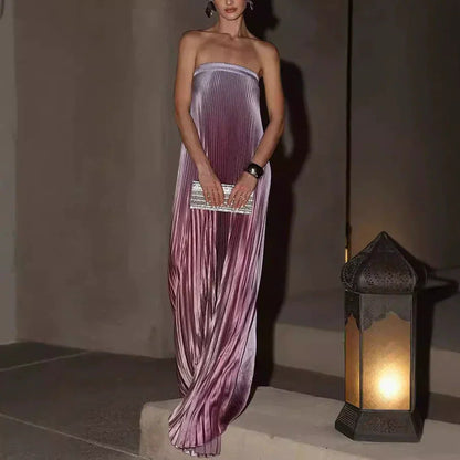 🌸Spring Sale💐 Ombre Pleated Strapless Evening Dress
