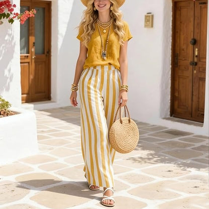 Classic Striped Linen Two-piece Set