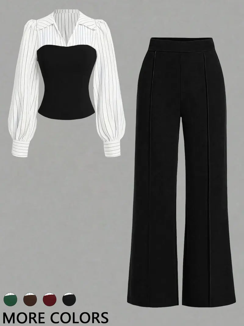 Women's Colorblock Shirt Set - MATCHING MASTER