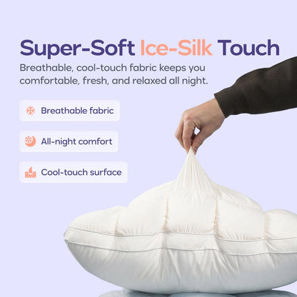 Puff Pillow 1-Pack - Cloud-Like Quilted Sleep Cushion with Supportive Comfort for Side, Back & Stomach Sleepers