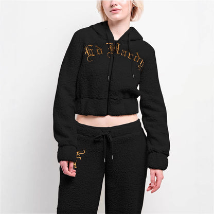 Sherpa Zip Hoodie Sherpa Wide Leg Sweatpants Set