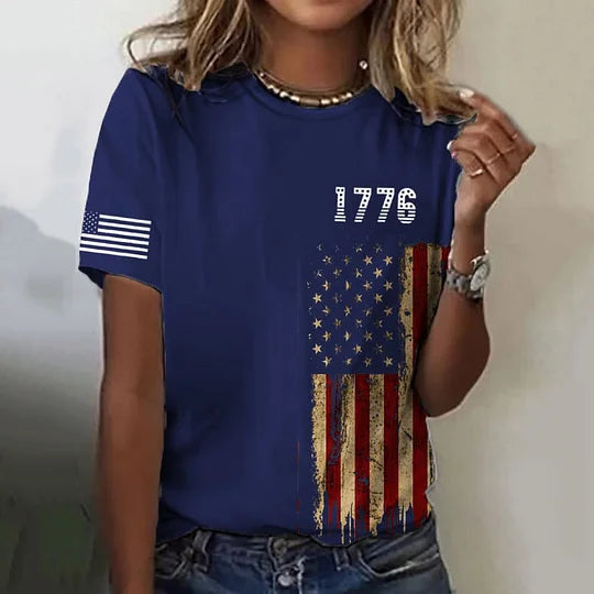Women's 1776' Flag Graphic T-shirt - BundleWear
