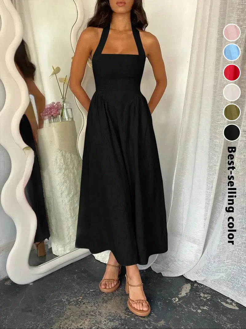Women's Casual Sleeveless Backless A-line Dress - MATCHING MASTER