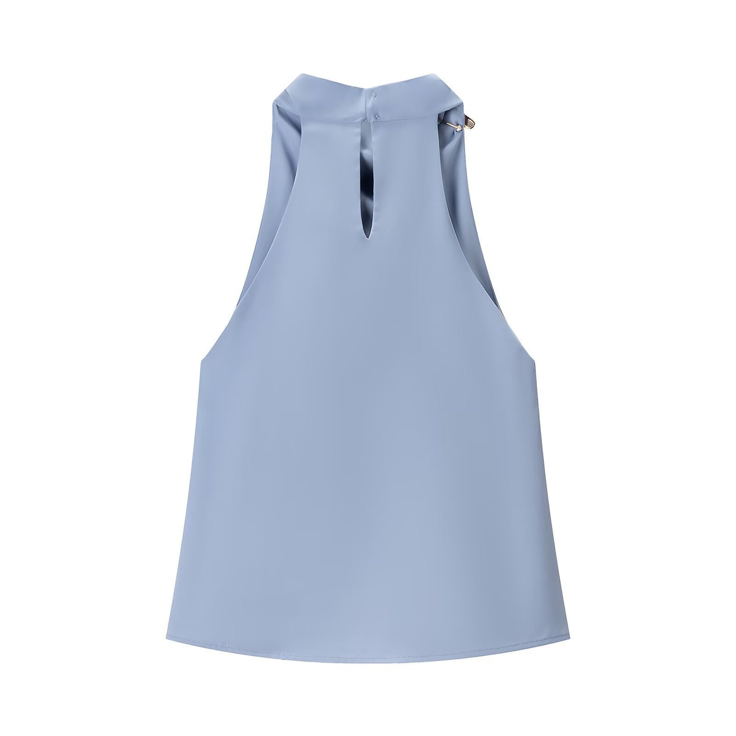 BundleWear™ Gilded Halter Top | Asymmetric Buckle & Draped Mock-Neck Tank