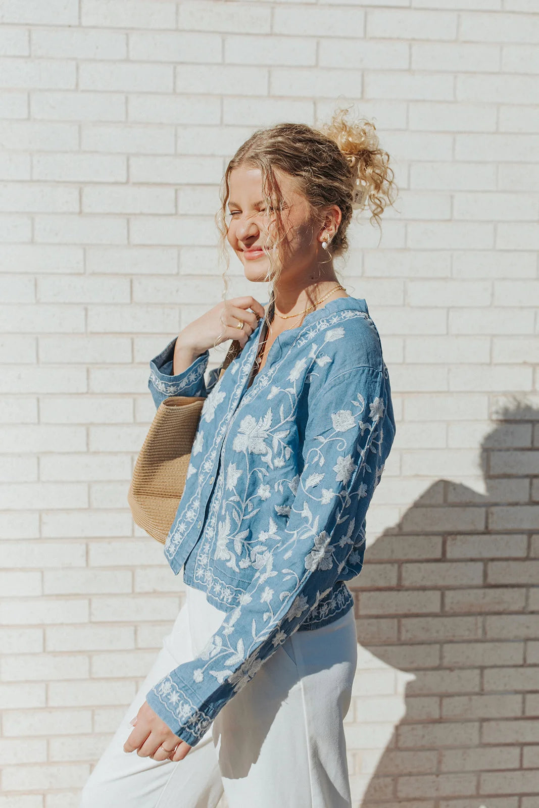 Petals and Sky Embroidered Cropped Tunic - MATCHING MASTER