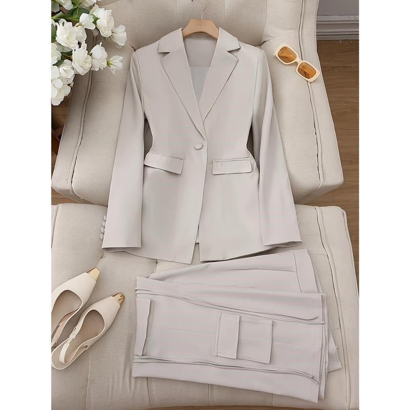 BundleWear™ Cargo-Ribbon Co-Ord | Multi-Pocket Blazer & Wide-Leg Trousers Set