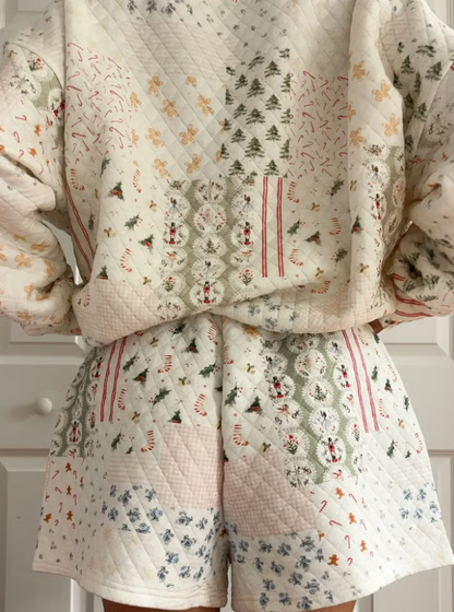 🎅Christmas Bestseller! ❄️🧣Christmas Holiday Quilted Mockneck Sweatshirt Set