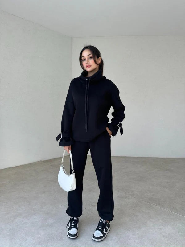 Ladies' 100% Cotton Tracksuit (Hoodie + Pants)