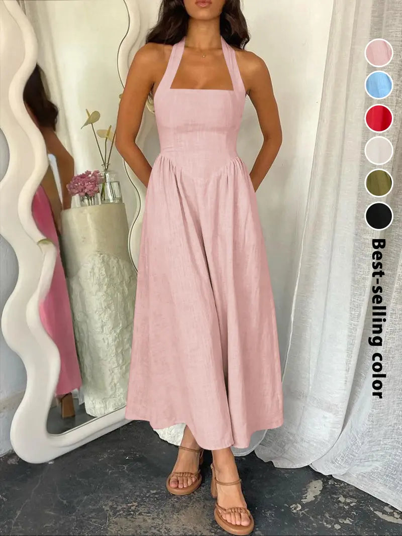 Women's Casual Sleeveless Backless A-line Dress - MATCHING MASTER