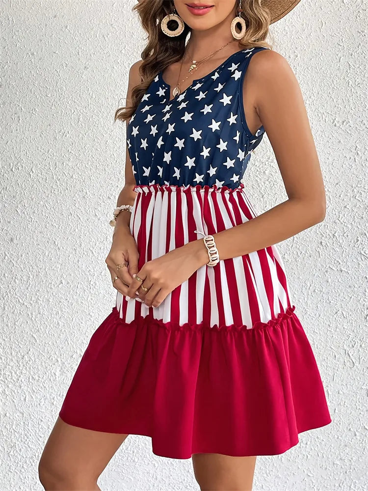 USA 250th American flag sleeveless dress - BundleWear