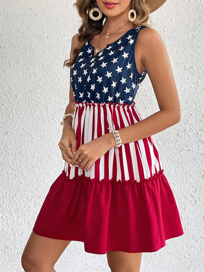USA 250th American flag sleeveless dress - BundleWear