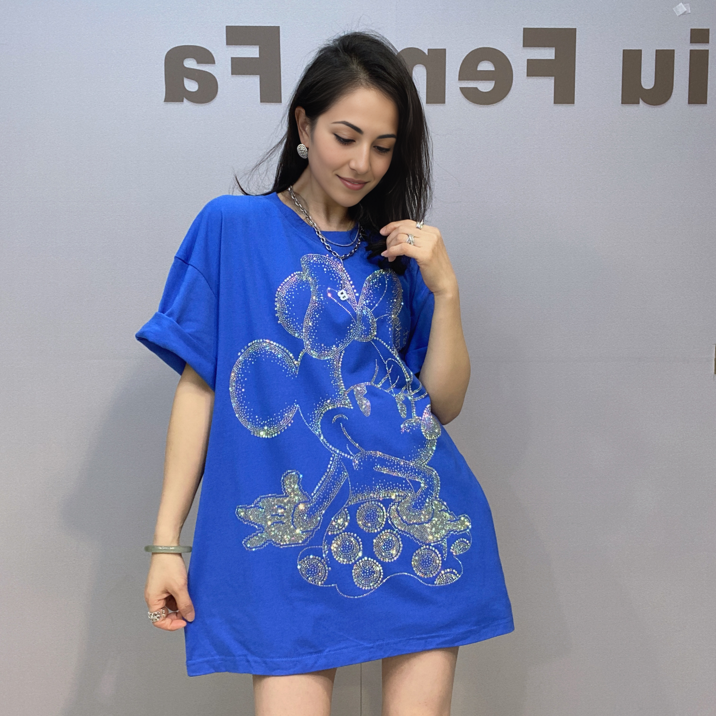 Rhinestone Minnie Oversized T-Shirt - MATCHING MASTER