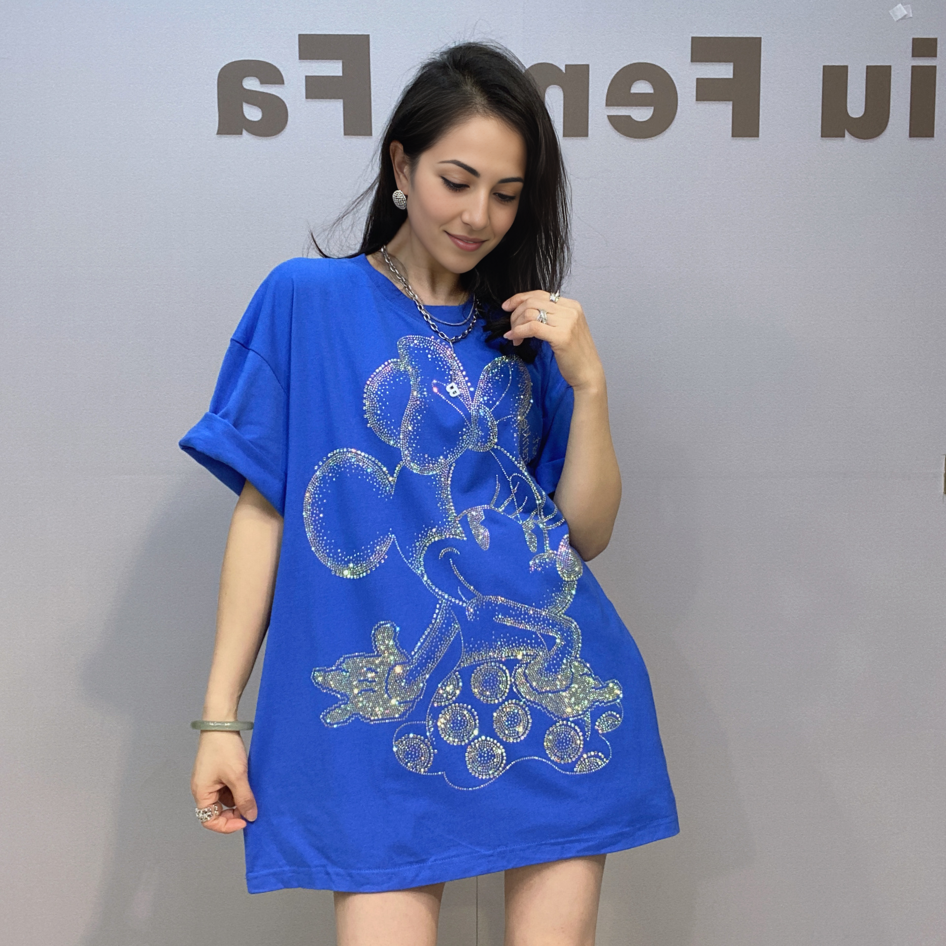 Rhinestone Minnie Oversized T-Shirt - MATCHING MASTER