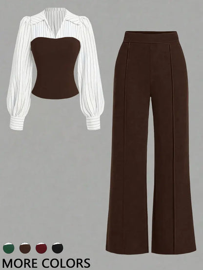 Women's Colorblock Shirt Set - MATCHING MASTER